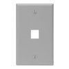 Leviton 1-Port Wallplate Unloaded, 1-Gang Use W/Snap-In Modules, Quickport GY 41080-1GP